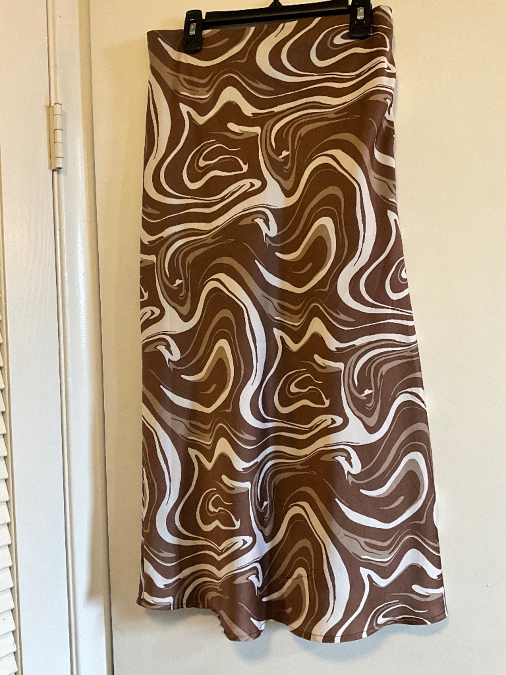 Hollister S Brown & Beige Midi Satin Skirt